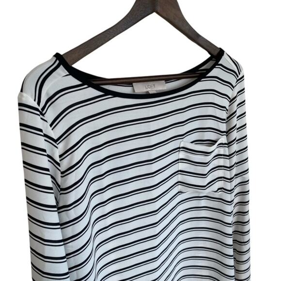 3/$21 Loft Black and White Striped Lightweight Blouse - Large - Picture 2 of 4